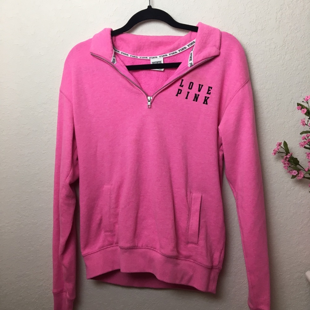VS Pink Zipup Pullover in Pink